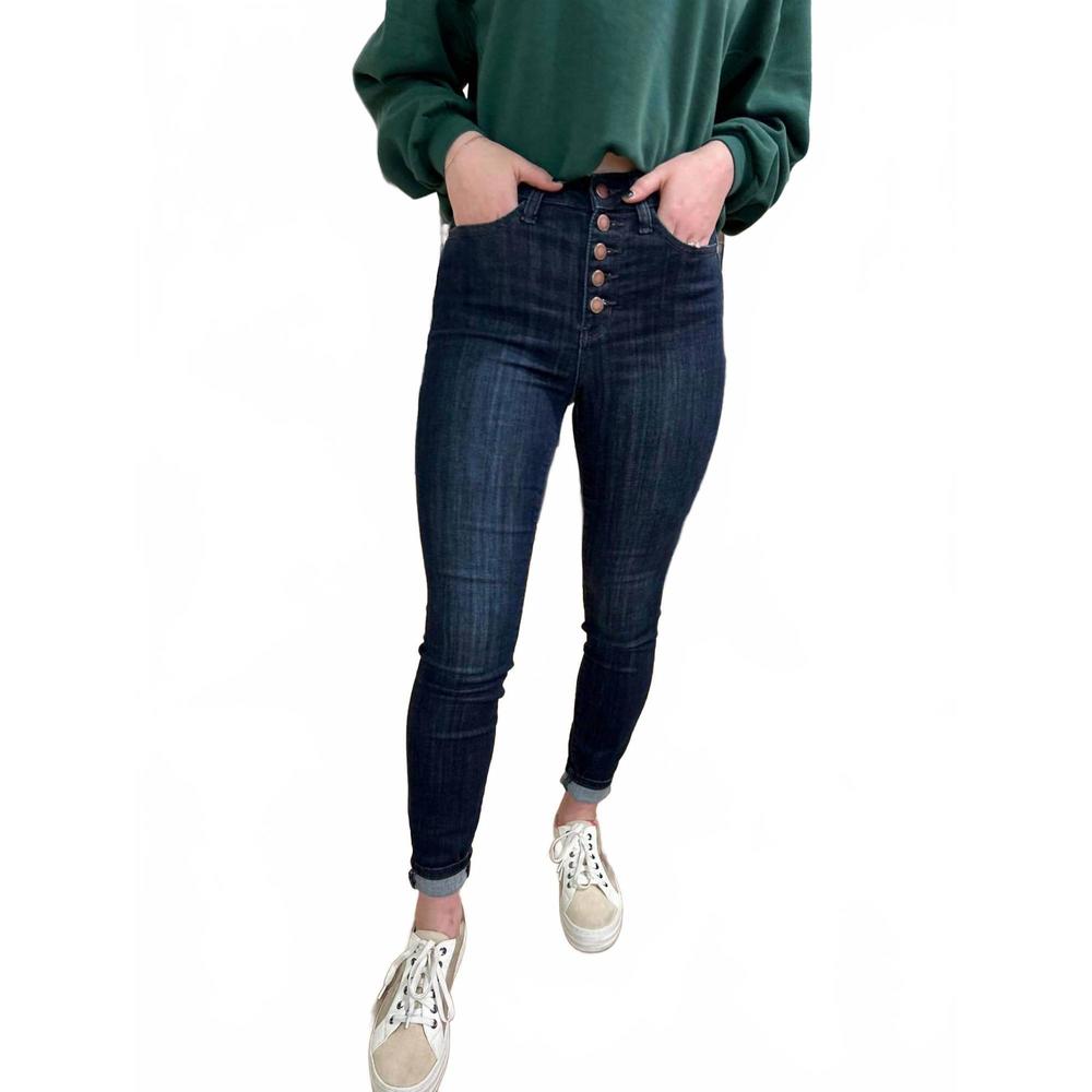 NEW JUDY BLUE handsand resin skinny jeans in blue